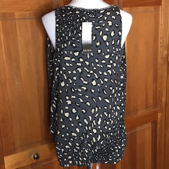 KENSIE Size Small Knit Tank CHEETAH Gray sweater Animal Print Drapeneck $79 NEW - Picture 5 of 8